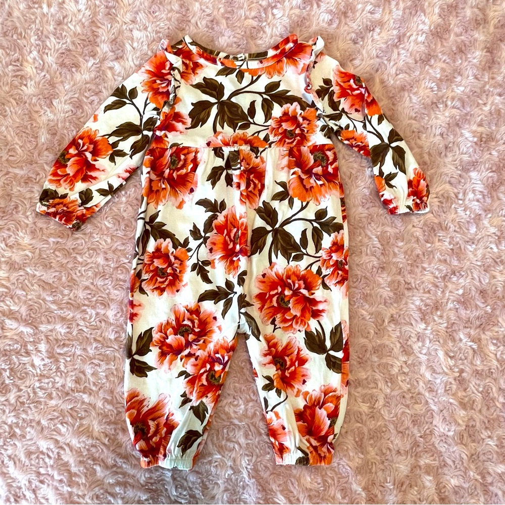 Baby Floral Printed Long-Sleeved Jumpsuit